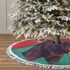 48 Inch Buffalo Plaid Check Christmas Tree Skirt,Tree Skirt Mat Decor for Xmas Party Decoration Supplies,Moose Print view 3