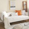 Boho Sofa Cover Solid Color Cotton Quilted Couch Cover,Cotton Quilted Circle Boho Couch Covers,Washable Non-slip Sectional Couch Covers for Dogs Pets Furniture Protector,White-35"x28"/90x70cm view 2