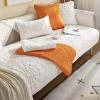 Boho Sofa Cover Solid Color Cotton Quilted Couch Cover,Cotton Quilted Circle Boho Couch Covers,Washable Non-slip Sectional Couch Covers for Dogs Pets Furniture Protector,White-35"x28"/90x70cm view 3