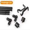 Bay Window Curtain Rods, HOTOZON 7/8 Inch Heavy Duty Curtain Rods for Bay Windows 48-84 Inch(Center Rod), 32-58 Inch Side Rods for Windows, Black, Decorative Drapery Rod with End Cap Finials view 4