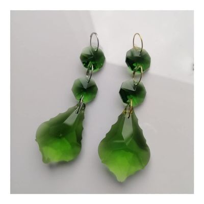 Chandelier Crystal Prisms Pendants 2Pcs Green 38mm Maple Leaf Shaped Drops Crystal Pendants Octagon Lighting Chandelier Chandelier Crystal Prisms Pendants