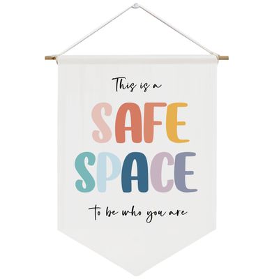 NEXIHOO Safe Space Wall Hanging, Therapy Room Wall Art, Bulletin Board Hanging, Classroom Sign, Door Decoration, School Counselor Office Decor