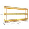 SilteD Wall Mounted Wine Rack Wine Glass Rack with Light Strip- Bottle & Goblet Glass Holder 3-Tiers Metal Wall Mounted Wine Holder, for Bar, Home, Dining Room,/Gold/80 * 25 * 90Cm view 3