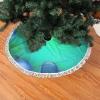 48 Inch Buffalo Plaid Check Christmas Tree Skirt,Tree Skirt Mat Decor for Xmas Party Decoration Supplies,Teal Blue Print view 2
