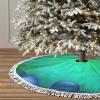 48 Inch Buffalo Plaid Check Christmas Tree Skirt,Tree Skirt Mat Decor for Xmas Party Decoration Supplies,Teal Blue Print view 3