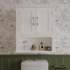 ChooChoo Wood Wall Cabinet with Doors, Medicine Cabinet with Adjustable Shelves Over The Toilet, Hanging Cabinet Wall Mounted for Bathroom, Kitchen, Living Room, White view 2