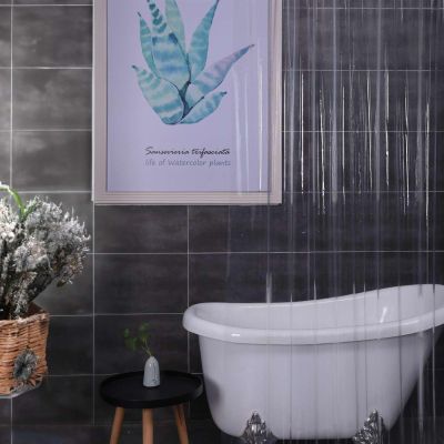 Heavyoff Clear Shower Curtain Liner, PEVA Plastic Shower Curtain Lightweight Waterproof Shower Liner with 12 Hooks for Shower Stall, Bathtubs Style 12, 71" W x 79" H