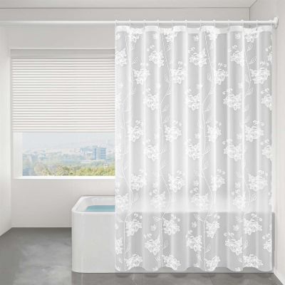 Heavyoff Clear Shower Curtain Liner, PEVA Plastic Shower Curtain Lightweight Waterproof Shower Liner with 12 Hooks for Shower Stall, Bathtubs Style 11, 79" W x 94" H