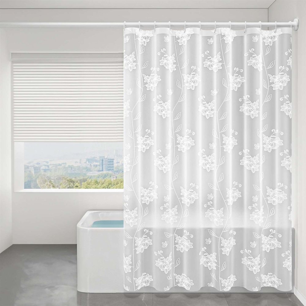 Heavyoff Clear Shower Curtain Liner, PEVA Plastic Shower Curtain Lightweight Waterproof Shower Liner with 12 Hooks for Shower Stall, Bathtubs Style 11, 79" W x 94" H