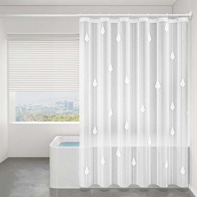 Heavyoff Clear Shower Curtain Liner, PEVA Plastic Shower Curtain Lightweight Waterproof Shower Liner with 12 Hooks for Shower Stall, Bathtubs Style 9, 94" W x 79" H