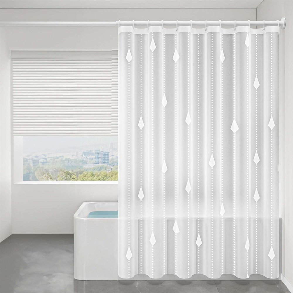 Heavyoff Clear Shower Curtain Liner, PEVA Plastic Shower Curtain Lightweight Waterproof Shower Liner with 12 Hooks for Shower Stall, Bathtubs Style 9, 94" W x 79" H