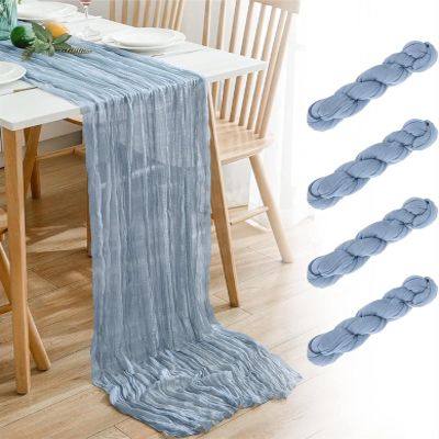 4 Pack Cheesecloth Table Runner, Boho Rustic Gauze Tablecloth, Long Semi-Sheer Cloth For Romantic Wedding Decor Reception Arch Draping Bridal Baby Shower Holiday Birthday Party Decorations ( Color : G