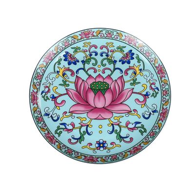 20.3cm Enamel Colored Flat Bottom Offering Tray Ceramic Fruit Tray Tribute Tray Offering Tray