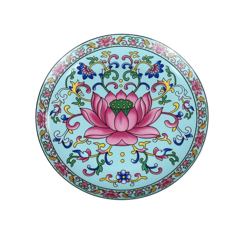20.3cm Enamel Colored Flat Bottom Offering Tray Ceramic Fruit Tray Tribute Tray Offering Tray