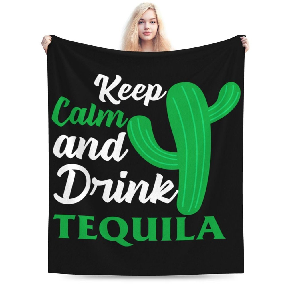Keep Calm and Drink Tequila Throw Blanket for Couch Bed Sofa Soft and Comfortable Blankets 40"x30" Anti-Pilling Flannel Blanket