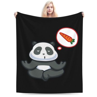Cute Panda Meditating on Carrots Throw Blanket for Couch Bed Sofa Soft and Comfortable Blankets 40"x30" Anti-Pilling Flannel Blanket