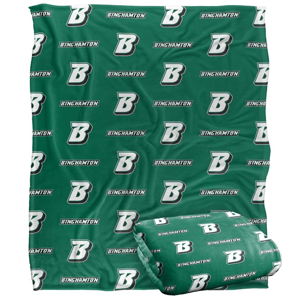 Binghamton University Blanket, 60"x80" Logo Pattern Silky Touch Super Soft Throw Blanket