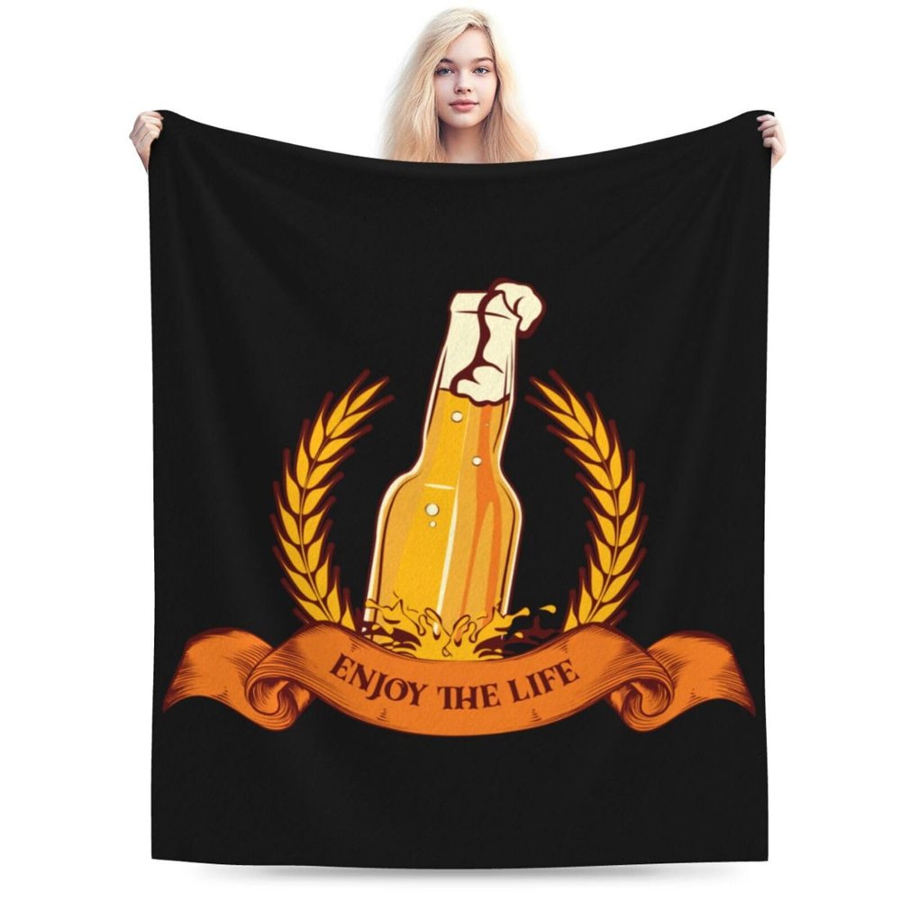 Beer Enjoy The Life Throw Blanket for Couch Bed Sofa Soft and Comfortable Blankets 80"x60" Anti-Pilling Flannel Blanket