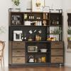 ECACAD 70.9" L Sideboard Buffet Storage Cabinet with Hutch, Pegboard, 4 Metal Mesh Doors, 6 Drawers & Shelves, Kitchen Pantry Cupboard for Living Room, Dining Room, Black & Rustic Brown view 1