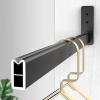 BBHW Closet Rod Square Wardrobe Bar with Non-Slip Strip, Heavy Duty Clothes Hanger Bar, Black Cuttable Closet Pole, Wall Mounted Garment Organizer Rack (Size : 80cm(31 1/2") Length) view 1