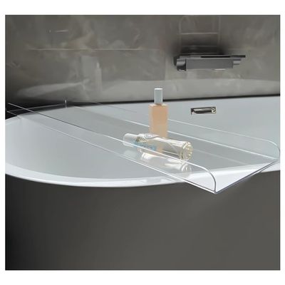 GZHERVICES Acrylic Tub Caddy Bath Tub Table, Crystal Bathtub Storage Rack, Shower Bathtub Tray, Bath Organizer Tub Shelf, for Placing Wine Glass Soap Dish Tablet Book (Color : Clear, Size : 75x20cn)