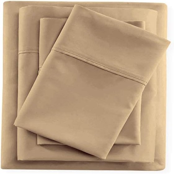 DIFFERENT SHEETING Bed Sheets - 4 Piece 100% Egyptian Cotton 16" Inch Deep Pocket, 400 Thread Count Sheets & Pillowcases, Hotel Luxury Sateen Weave Bed Sheets, Taupe Solid,Queen Size.