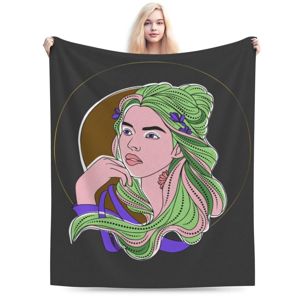 Beautiful Portrait of a Girl Throw Blanket for Couch Bed Sofa Soft and Comfortable Blankets 50"x40" Anti-Pilling Flannel Blanket