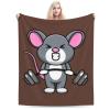 Cute Mouse Holding a Barbell Throw Blanket for Couch Bed Sofa Soft and Comfortable Blankets 50"x40" Anti-Pilling Flannel Blanket view 1