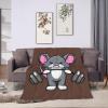 Cute Mouse Holding a Barbell Throw Blanket for Couch Bed Sofa Soft and Comfortable Blankets 50"x40" Anti-Pilling Flannel Blanket view 3