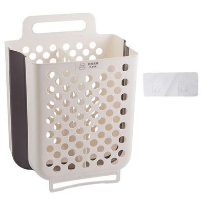 Baluue 1set Plastic Laundry Basket Space-saving Wall Hamper for Dirty Clothes Design Strong Load-bearing Capacity for Home and Closet Organization
