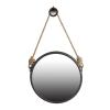 19.5" in Handsome Cleveland Mirror with Rope Strap Contemporary Design Circle Mirror with Grey Round Metal Frame for Wall Decor Bathroom, Entryway view 1