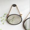 19.5" in Handsome Cleveland Mirror with Rope Strap Contemporary Design Circle Mirror with Grey Round Metal Frame for Wall Decor Bathroom, Entryway view 2
