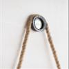 19.5" in Handsome Cleveland Mirror with Rope Strap Contemporary Design Circle Mirror with Grey Round Metal Frame for Wall Decor Bathroom, Entryway view 3