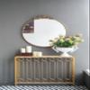 30" x 32" Round Gold Mirror, Wall Mounted Mirror with Metal Frame for Bathroom Living Room view 4