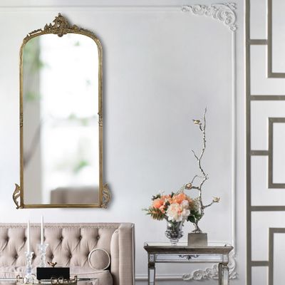 24"x60" Arch Floor Mirror with Gold Metal Frame, Full Body Mirror for Bathroom Bedroom Living Room