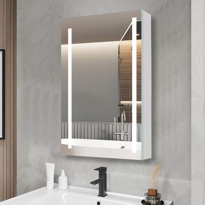 30x20 inch LED Bathroom Medicine Cabinet Surface Mounted Cabinets with Lighted Mirror White Right Open