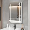 30x20 inch LED Bathroom Medicine Cabinet Surface Mounted Cabinets with Lighted Mirror White Right Open view 1