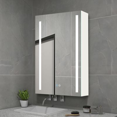 30x20 inch LED Bathroom Medicine Cabinet Surface Mounted Cabinets with Lighted Mirror White Left Open