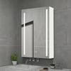 30x20 inch LED Bathroom Medicine Cabinet Surface Mounted Cabinets with Lighted Mirror White Left Open view 1