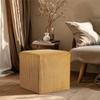 Meridian Furniture 446Yellow Roy Collection Modern | Contemporary Ottoman/Stool with Soft Yellow Microsuede Fabric with Courdoroy Texture, 16.5" W x 16.5" D x 16.5" H, Yellow view 2