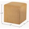Meridian Furniture 446Yellow Roy Collection Modern | Contemporary Ottoman/Stool with Soft Yellow Microsuede Fabric with Courdoroy Texture, 16.5" W x 16.5" D x 16.5" H, Yellow view 3