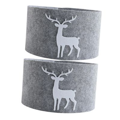 Amosfun 2pcs Xmas Tree Skirt Decor Cartoon Printed Tree Mat for Holiday Cheer Lightweight Non-Woven Chic for Indoor Outdoor Decorations