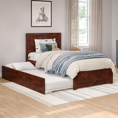 AFI, Canyon Twin Platform Bed with Matching Footboard & Twin Trundle, Walnut