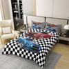 Castle Fairy Racing Car 100% Natural Cotton Duvet Cover Queen Size Extreme Sports Comforter Cover with 2 Pillowcases Black White Geometric Grid Bedding Set 3 Pcs Bed Cover(No Comforter) view 2
