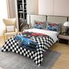 Castle Fairy Racing Car 100% Natural Cotton Duvet Cover Queen Size Extreme Sports Comforter Cover with 2 Pillowcases Black White Geometric Grid Bedding Set 3 Pcs Bed Cover(No Comforter) view 3