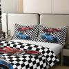 Castle Fairy Racing Car 100% Natural Cotton Duvet Cover Queen Size Extreme Sports Comforter Cover with 2 Pillowcases Black White Geometric Grid Bedding Set 3 Pcs Bed Cover(No Comforter) view 4
