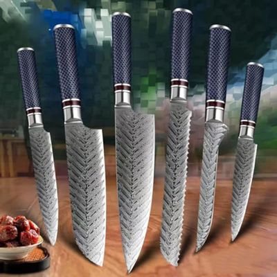 6 Pcs Knife Set 67 Layers Damascus Steel VG10 Kitchen Chef Knife Set Professional Sharp Cooking Knife Set,Suitable for Professional Chefs, Culinary Experts and Home Cooks
