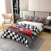 Castle Fairy 100% Nature Cotton Red Racing Car Duvet Cover Set Black White Checkered Flag Comforter Cover Set Twin Size with 1 Pillowcase Cartoon Street Style Graffiti Bedding Set(Not Comforter) view 3