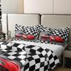 Castle Fairy 100% Nature Cotton Red Racing Car Duvet Cover Set Black White Checkered Flag Comforter Cover Set Twin Size with 1 Pillowcase Cartoon Street Style Graffiti Bedding Set(Not Comforter) view 4