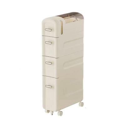 Narrow Storage Cabinet, Movable Small Bathroom Floor Storage Cabinet, with Slide Out Drawers and Small Lid on Top Storage, Toilet Paper Cabinet for Bathroom Slim Tall No Installation Required